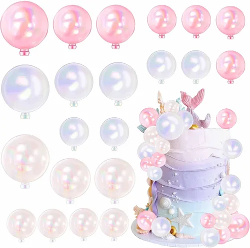 Vista 18 de Rsstarxi 30 piezas de mini globos y bolas de espuma para tartas – Insertos de pastel de bricolaje para bodas, aniversarios y decoraciones de fiesta