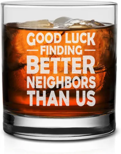 Vista 2 de Vaso de whisky Good Luck Finding Better Neighbors Than Us - Regalo de despedida sarcástica para mudarse