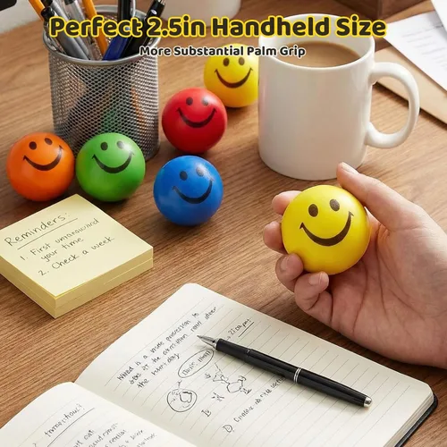 Vista 3 de LovesTown 20 bolas antiestrés para niños, juguetes para apretar, sonrientes, elásticos, para niños y adultos, regalos para compañeros de trabajo