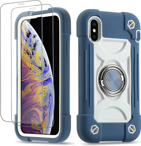 Vista 54 de Funda para iPhone Se3/iPhone Se2, iPhone 6/6S, iPhone 7/iPhone 8 de 4.7 pulgadas con soporte de anillo, con 2 protectores de pantalla resistentes