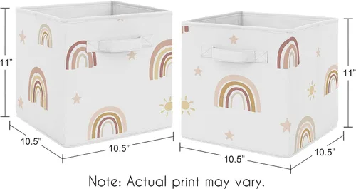 Vista 3 de Sweet Jojo Designs Cubo de almacenamiento plegable de tela con diseño de arco iris bohemio, cajas organizadoras, juguetes para niños, bebés, juego