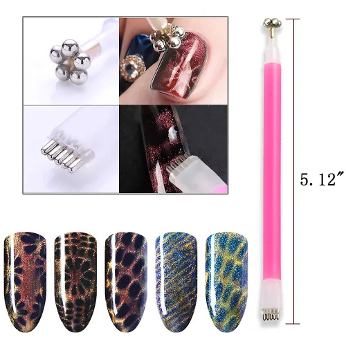 Vista 2 de 5 imanes de ojos de gato 3D para uñas, ojos de gato, esmalte magnético de uñas de gel, bolígrafo magnético de doble cabeza, imanes de manicura