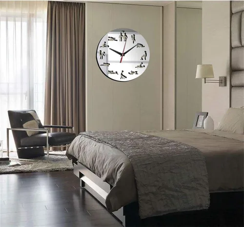 Vista 5 de Reloj de pared con posición, diseño moderno, autoadhesivo, 3D, para sala de estar, espejo, silencioso, reloj de cuarzo, adhesivo (color café 059)
