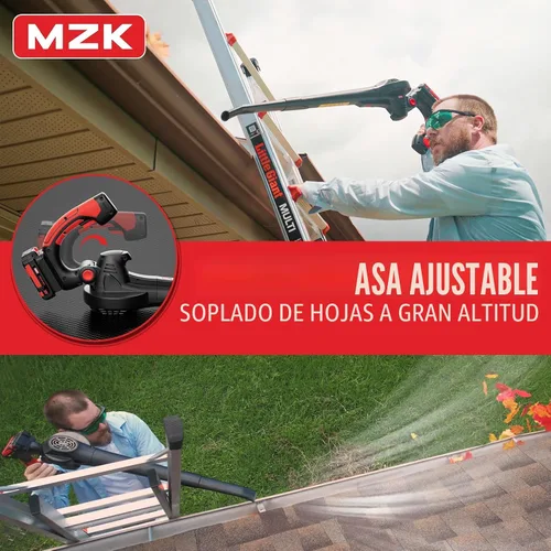 Vista 6 de MZK Soplador de hojas inalámbrico, soplador eléctrico de 20 V con batería para el cuidado del césped, soplador de hojas eléctrico ligero para soplar