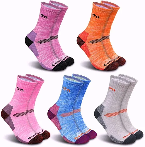 Vista 5 de DEARMY Calcetines deportivos de senderismo para mujereshombres, los mejores regaloscalcetines deportivos acolchados que absorben la humedad (5 pares)