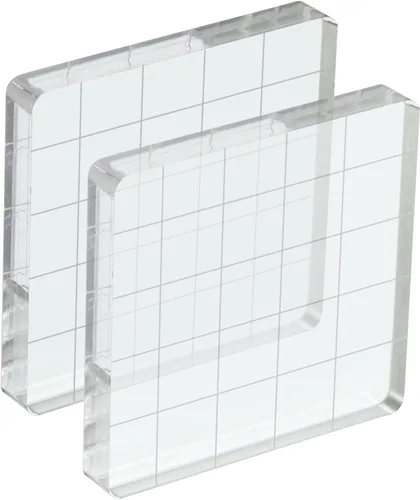 Vista 9 de PATIKIL Bloque de sello acrílico de 2 x 2 pulgadas, bloque de estampado transparente con líneas de cuadrícula, bloques de montaje decorativos