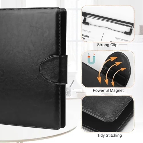 Vista 6 de Toplive Portfolio Carpeta de 3 Anillas Padfolio, Carpeta de Portafolio para Entrevistas de Negocios y Currículum para Mujeres y Hombres
