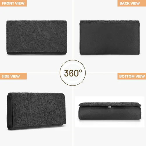 Vista 6 de UBORSE Elegante bolso de mano de encaje floral para mujer, bolso de noche, sobre bolso de embrague, boda, baile de graduación, monederos de fiesta