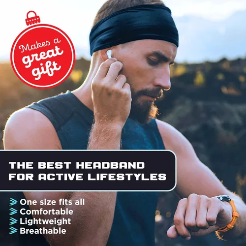 Vista 2 de E Tronic Edge Running Headbands for Men Women Boys and Girls Sports Sweatbands for Basketball Yoga Exercise Workout Quick Drying and Non-Slip