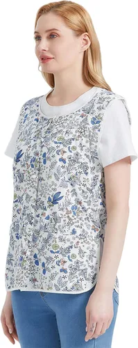 Vista 4 de Nanxson Delantal de mujer con bolsillos de parche, babero estampado de algodón, smock con botones para trabajo, cocina y chef CF3177