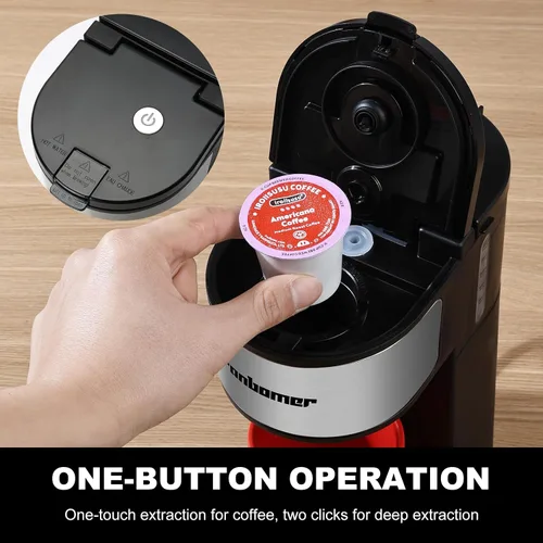 Vista 5 de Ranbomer Cafetera K Cup, cafetera de una sola porción o máquina de café molido 2 en 1, tamaños de preparación de 6 a 14 onzas, mini cafetera de una