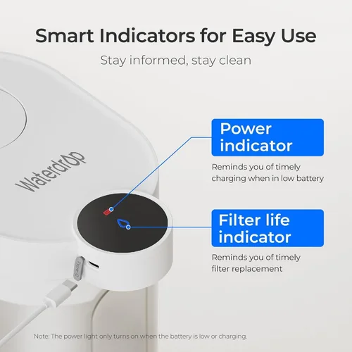Vista 8 de Waterdrop FreshTaste - Jarra instantánea con filtro de agua, dispensador potente recargable, reduce el cloro, el plomo, el cobre, purifica, suaviza