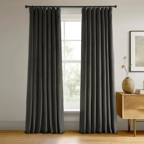 Vista 78 de HPD Half Price Drapes Cortinas Opacas Térmicas de Terciopelo Signature para Sala de Estar de 63 Pulgadas de Largo (1 Panel) con Bolsillo para Barra