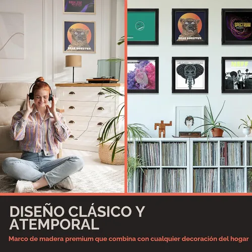 Vista 5 de KAIU Marco de Discos de Vinilo – Marcos de Álbum de Madera Maciza para Discos de Vinilo, Accesorios, Regalos para Montar en la Pared, Cubierta
