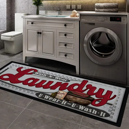 Vista 22 de Pauwer - Alfombra de cocina estilo granja, 20"X48", beige, antideslizante, lavable, hecha a máquina Goma, lavable, duradero, fácil de limpiar