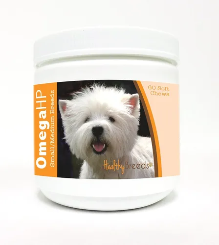 Vista 222 de Healthy Breeds Affenpinscher Omega HP - Masticables suaves para piel y pelaje, 60