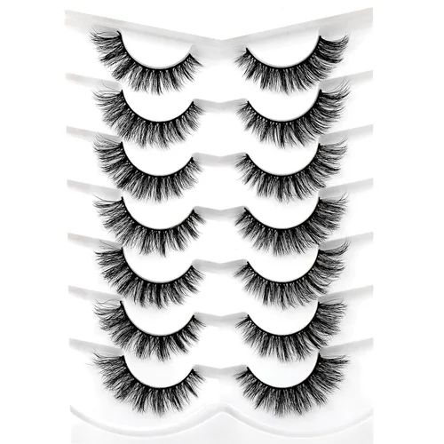 Vista 36 de Pooplunch - Pestañas postizas estilo ojo de gato, extensión de volumen 8D natural, finas, cortas, de visón sintético, tiras de pestañas postizas