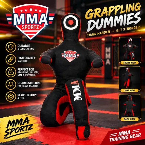 Vista 2 de Muñeco Infantil de Grappling de Pie - Sin Relleno – Muñeco de Entrenamiento para Lucha, Jiu-Jitsu, Artes Marciales Mixtas con Brazos y Piernas Negro