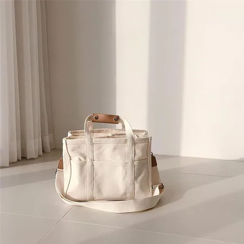 Vista 3 de Moonelo Everything - Bolsa de lona para mujer con compartimentos, gran capacidad