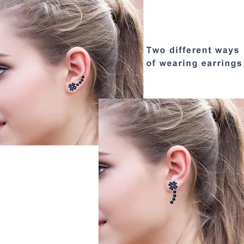 Vista 2 de YOQUCOL Aretes de circonita cúbica para mujer, con forma de flor, para niñas, Metal Cristal