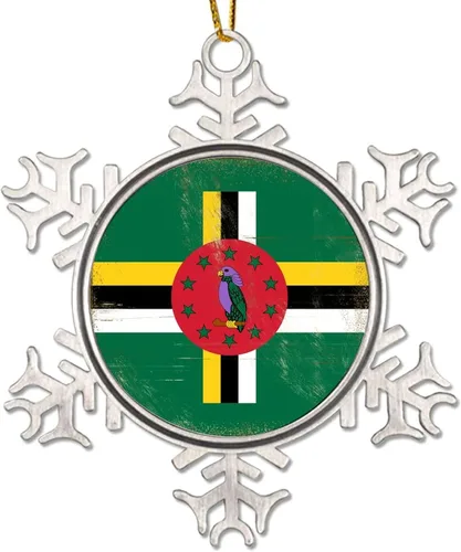 Vista 16 de Adorno de metal de copo de nieve de Canadá, recuerdo de Navidad, regalo de recuerdo patriótico, adorno colgante de Navidad, bandera nacional