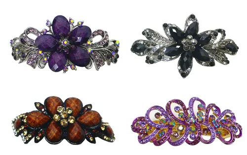 Vista 25 de Paquete de docenas de pasadores grandes jcgy con cristales brillantes, pinzas para el cabello gruesas, 1 unidad de 12 colores, 0052-D