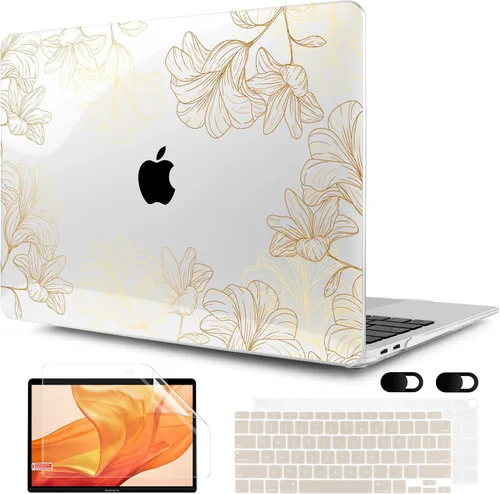 Vista 36 de MEEgoodo Funda para MacBook Air de 13 pulgadas 2021 2020 2019 2018 lanzada A2337 M1 A2179 A1932 con Touch ID, carcasa rígida de plástico y cubierta