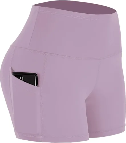 Vista 8 de CADMUS - Pantalones cortos deportivos de tiro alto para mujer, para yoga, acondicionamiento físico y correr, con bolsillos profundos