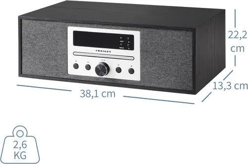 Vista 2 de Crosley CR3504A-BK Finn Radio Reproductor de CD, negro