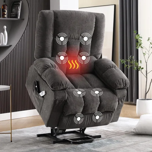 Vista 16 de MAHOMICO Silla reclinable eléctrica para personas mayores con masaje por vibración y calefacción lumbar, sofá reclinable eléctrico con bolsillo