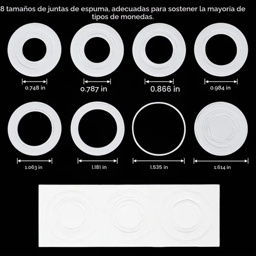 Vista 2 de FRIMOONY Paquete de 2 cápsulas de monedas de 1.614 in, con junta de espuma y caja de almacenamiento de plástico, para colección de monedas