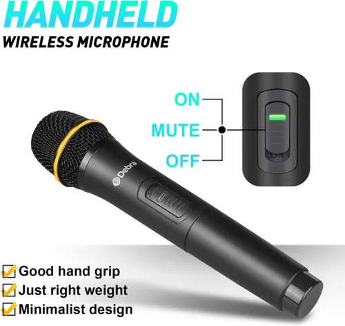 Vista 4 de D Debra Audio AU800 Pro UHF Sistema de micrófono inalámbrico de 8 canales con micrófonos de mano inalámbricos tipo lavalier con auriculares