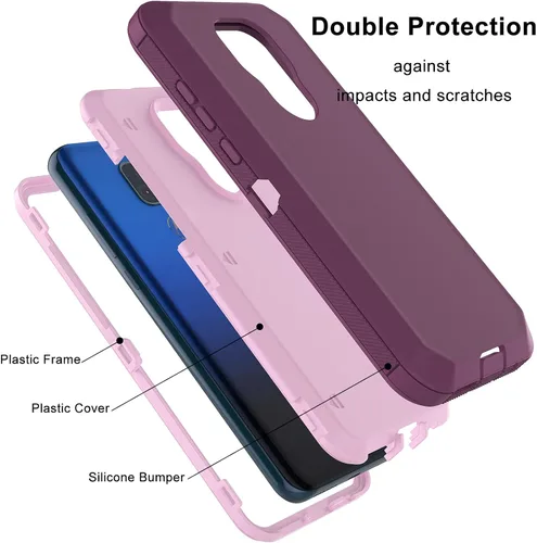 Vista 2 de Funda para Moto G Play, resistente armadura resistente contra caídas, a prueba de golpes, cubierta de plástico duro, parachoques de goma, funda