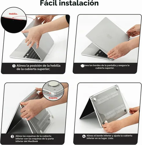 Vista 7 de EooCoo - Funda para MacBook Air de 15 pulgadas M5 M4 M3 M2 2026-2023, transparente Ligero, resistente, fácil de poner, contra arañazos y golpes