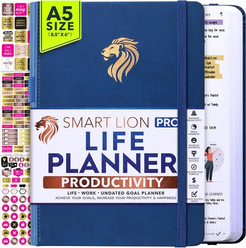 Vista 16 de Life Planner - Agenda diaria, semanal y mensual sin fecha con sección de presupuesto, un viaje de 12 meses para aumentar la productividad