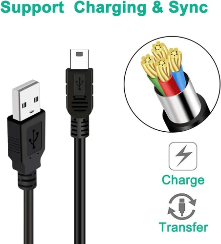 Vista 4 de Cable de carga PS3, cable de carga para controlador PS3 de 10 pies, cable mini USB para controlador Sony Playstation 3, DualShock 3 SIXAXIS, cable