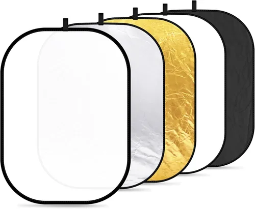 Vista 12 de NEEWER Reflectores de luz de 80x120cm para fotografía de 31"x47", portátiles 5 en 1 plegables con bolsa - Difusor translúcido, plateado, dorado