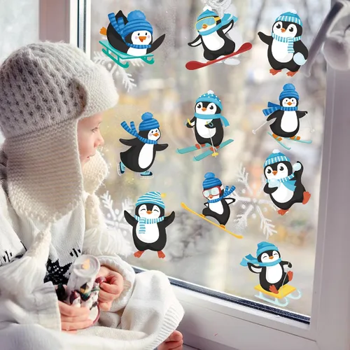 Vista 5 de 1200 PCS Calcomanías en Rollo de Pingüinos Calcomanías de Sellos de Pingüinos de Invierno Azules de Dibujos Animados Etiquetas de Sobre Rollo