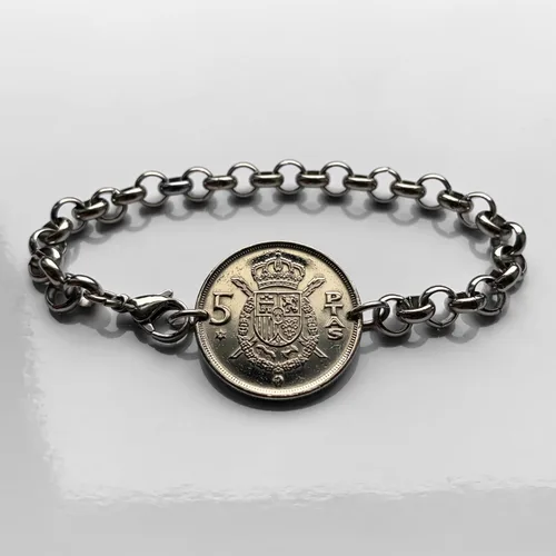 Vista 3 de 1975 España España 5 Peseta moneda escudo Español Juan Carlos I Madrid Barcelona Córdoba Valencia Málaga Sevilla Granada Toledo Bilbao Cádiz