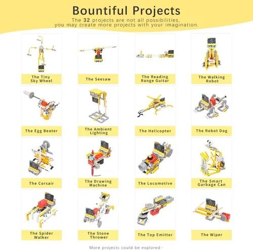 Vista 6 de ELECFREAKS Microbit 32 en 1 Kit de sensor Wonder Kit de aprendizaje programable Makecode con ladrillos de construcción, sensores/placa de expansión