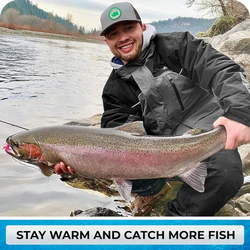 Vista 6 de WindRider Traje de pesca en hielo, baberos aislados y chaqueta flotación toneladas de bolsillos Equipo impermeable para pesca en hielo y motos