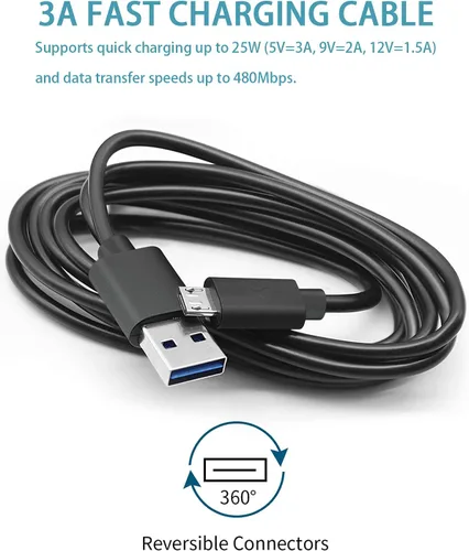 Vista 5 de Cable de carga [USB-Micro, 5 pies] para altavoz Logitech Ultimate Ears UE, Astro A50 A40 G933 G935 G633 G633 Auriculares para juegos, teclado