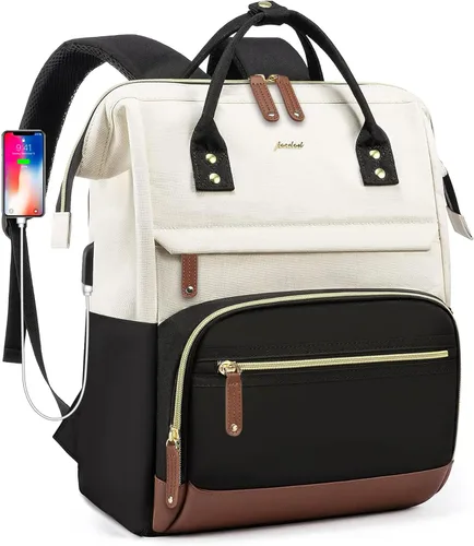 Vista 15 de FOCDOD - Mochila para laptop de mujer, para trabajo - Compatible con laptops de 15.6 pulgadas con compartimento para computadora, impermeable