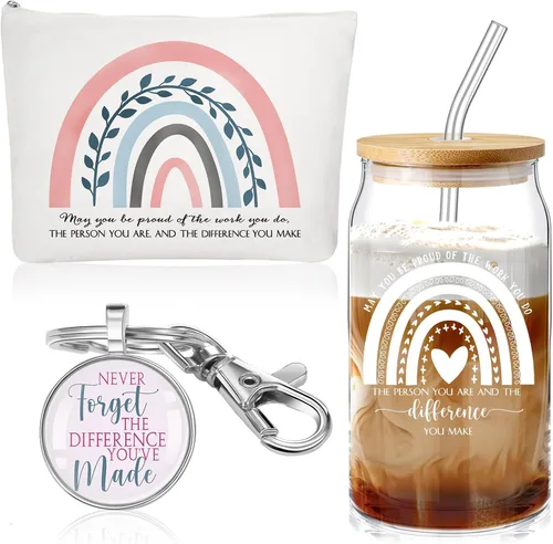 Vista 11 de Yaomiao 3 piezas de regalo de agradecimiento Cna para mujeres, graduación, agradecimiento, bolsa de cristal de 16 onzas, llavero para profesora