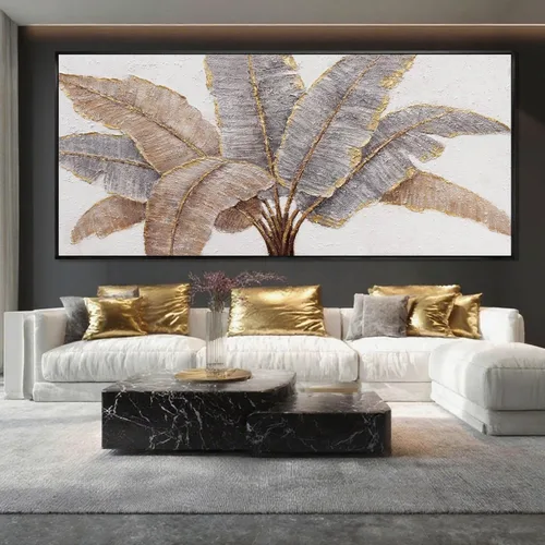 Vista 8 de CHUDANHAO Arte de pared de hojas doradas, cuadros de arte botánico vintage para decoración de pared, impresiones de pared grises, pintura de línea