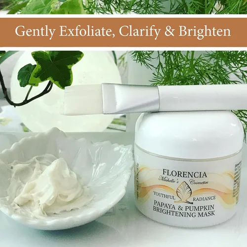 Vista 2 de Florencia Máscara iluminadora de papaya y calabaza. Mascarilla facial natural, exfoliante, suavizante y suavizante. Elimina suavemente las impurezas