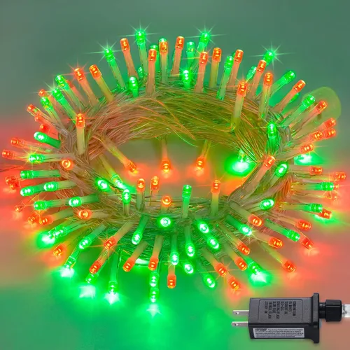 Vista 40 de JMEXSUSS - Tira de 100 luces led para interiores, 8 modos, enchufables, parpadeantes, 33 pies, luces navideñas para exteriores, a prueba de agua