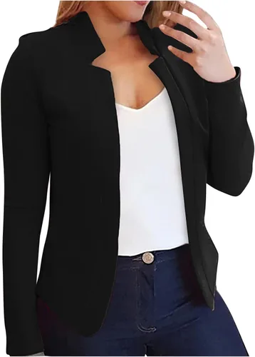 Vista 11 de Chaquetas tipo blazer para mujer, chaqueta de cárdigan de moda con frente abierto, chaqueta casual de manga larga para el trabajo y la oficina