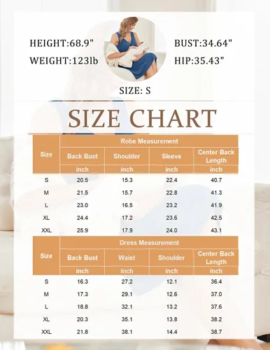 Vista 6 de Ekouaer Conjunto de bata y bata de maternidad para mujer, camisón de lactancia para el parto, ropa de embarazo, S-XXL