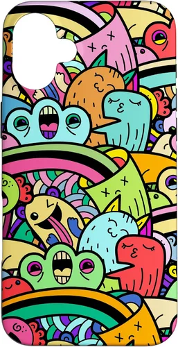 Vista 22 de iPhone 13 Monster Doodle Street Art Pattern, divertido estuche de estilo urbano